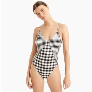 NWT J. Crew V-Neck One-Piece Swimsuit in Gingham